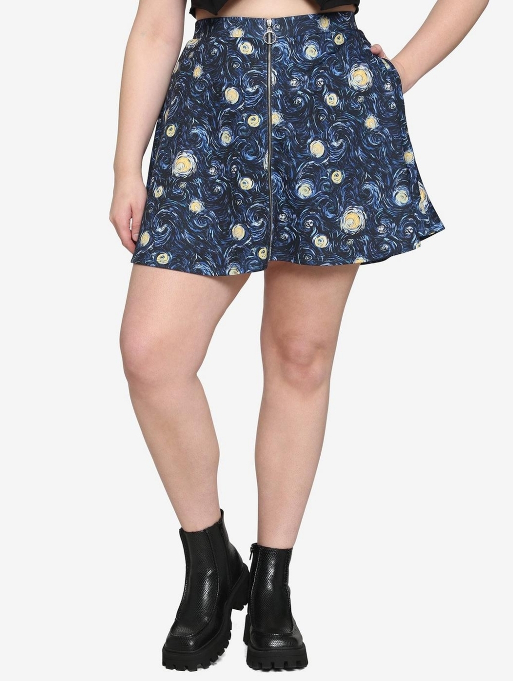 Starry Night O-Ring Zipper Skirt NWT